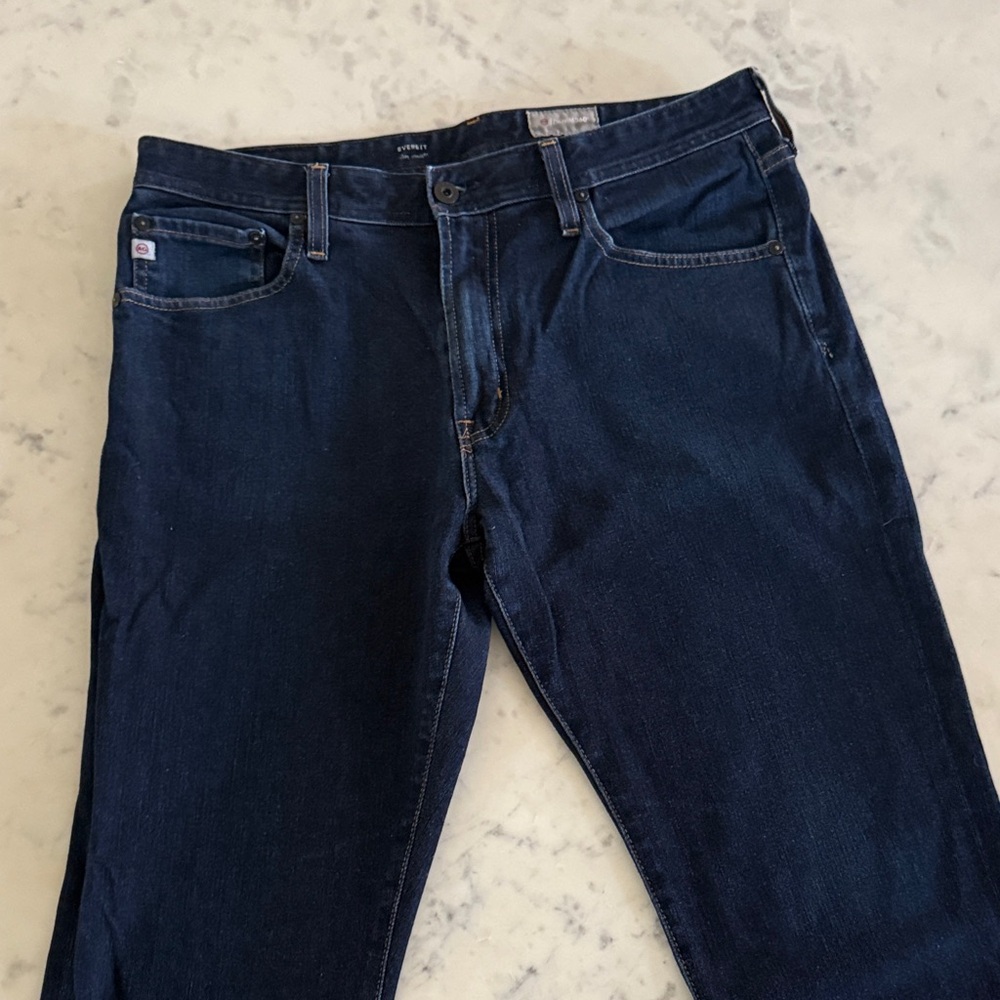 AG Adriano Goldschmied Men's Deep Blue Straight Jeans